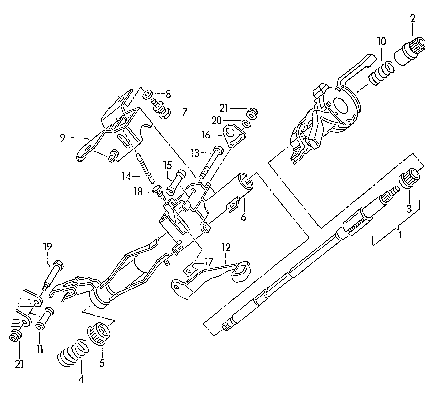 Track rod. Steering gear. for models without power steering