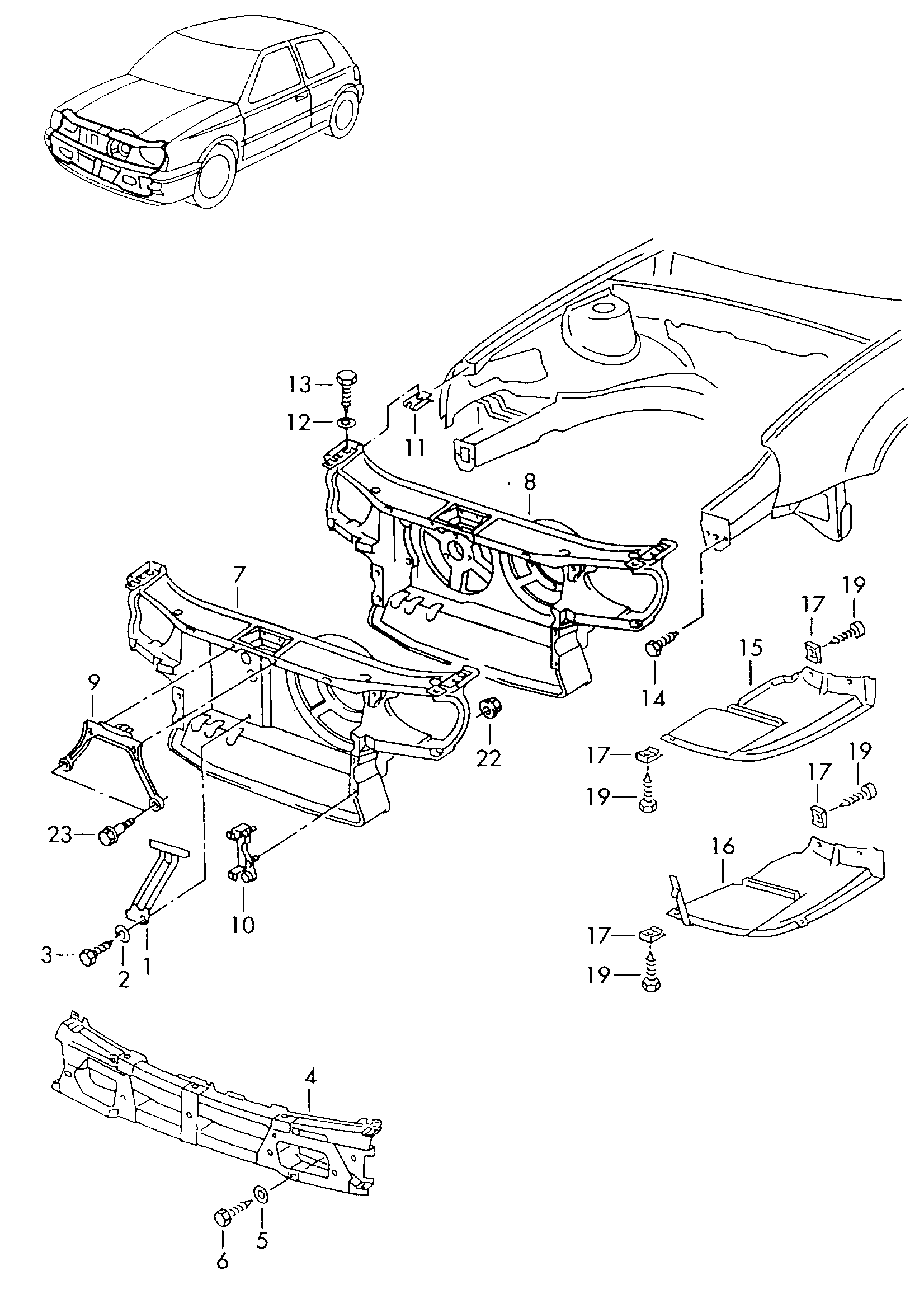 Volkswagen Golf Cabriolet (1994 - 1998) - Bodywork front part