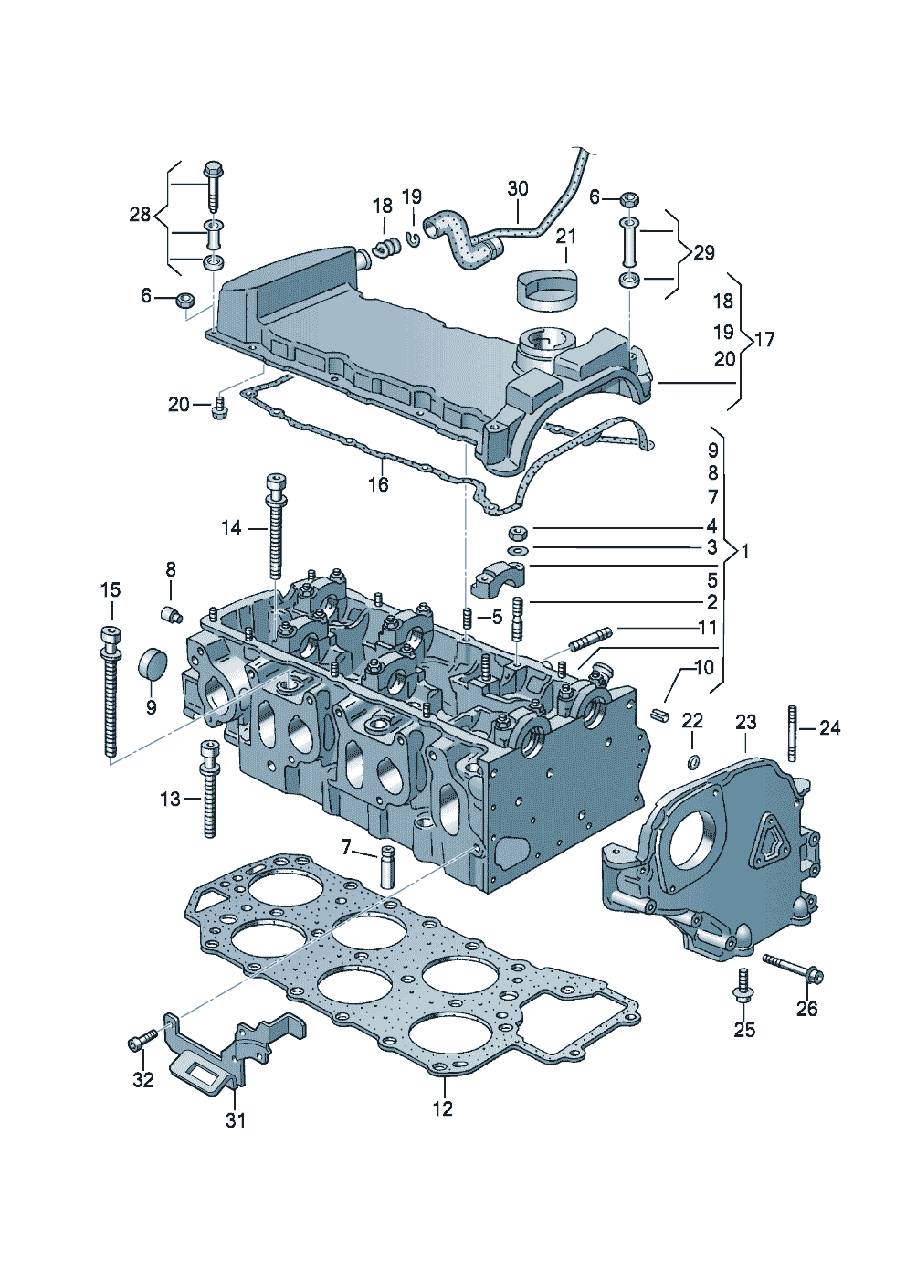 Volkswagen Golf (1997 - 1998) - Cylinder block with pistons. oil sump