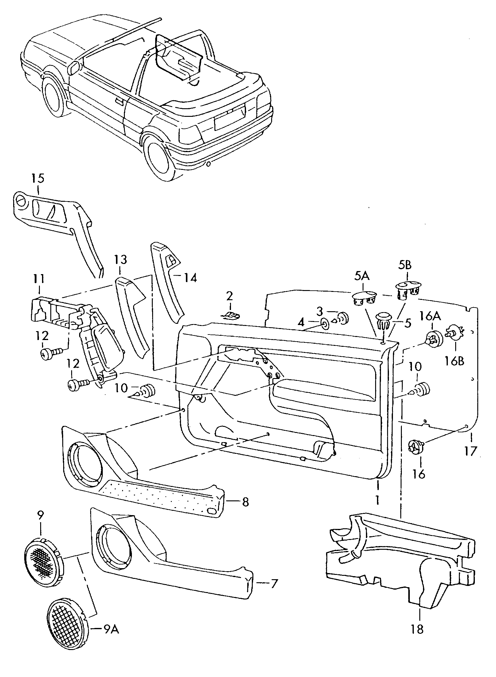 Volkswagen Golf Cabriolet (1994 - 1998) - Door trim panels