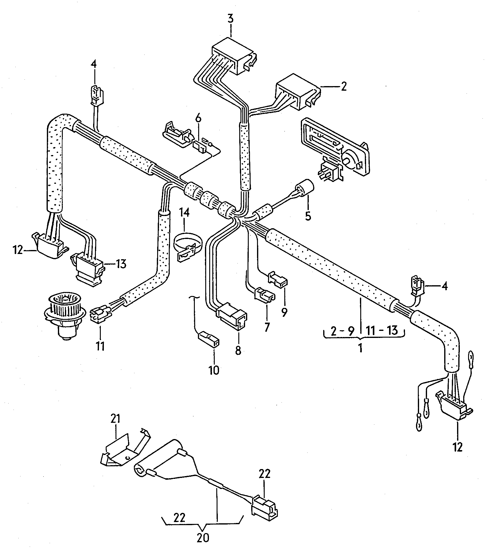 Volkswagen Golf/Var.-syn./Rall./Coun. (1986 - 1991) - Wiring set for battery and 3-phase alternator. Earth line
