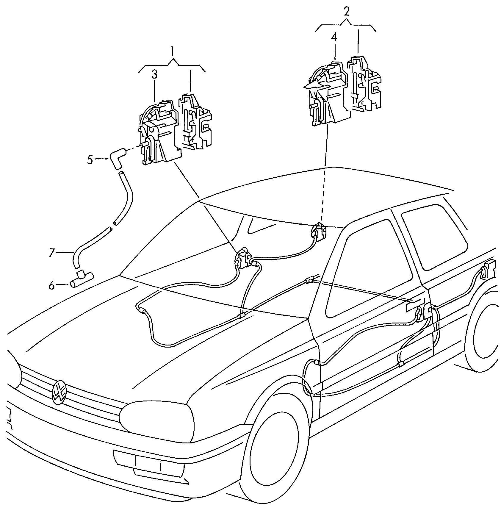 Volkswagen Golf (1997 - 1998) - Central locking system for doors