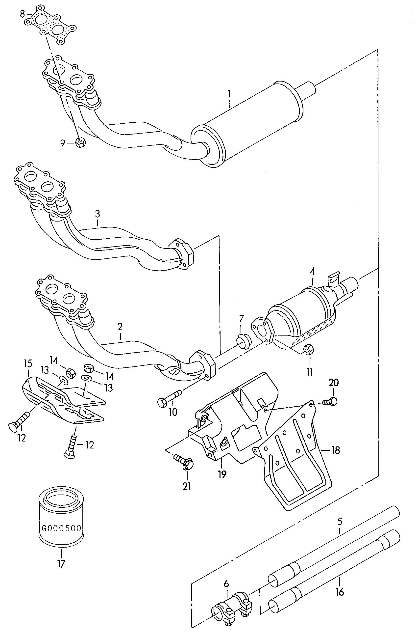 Volkswagen Golf (1997 - 1998) - Exhaust manifolds