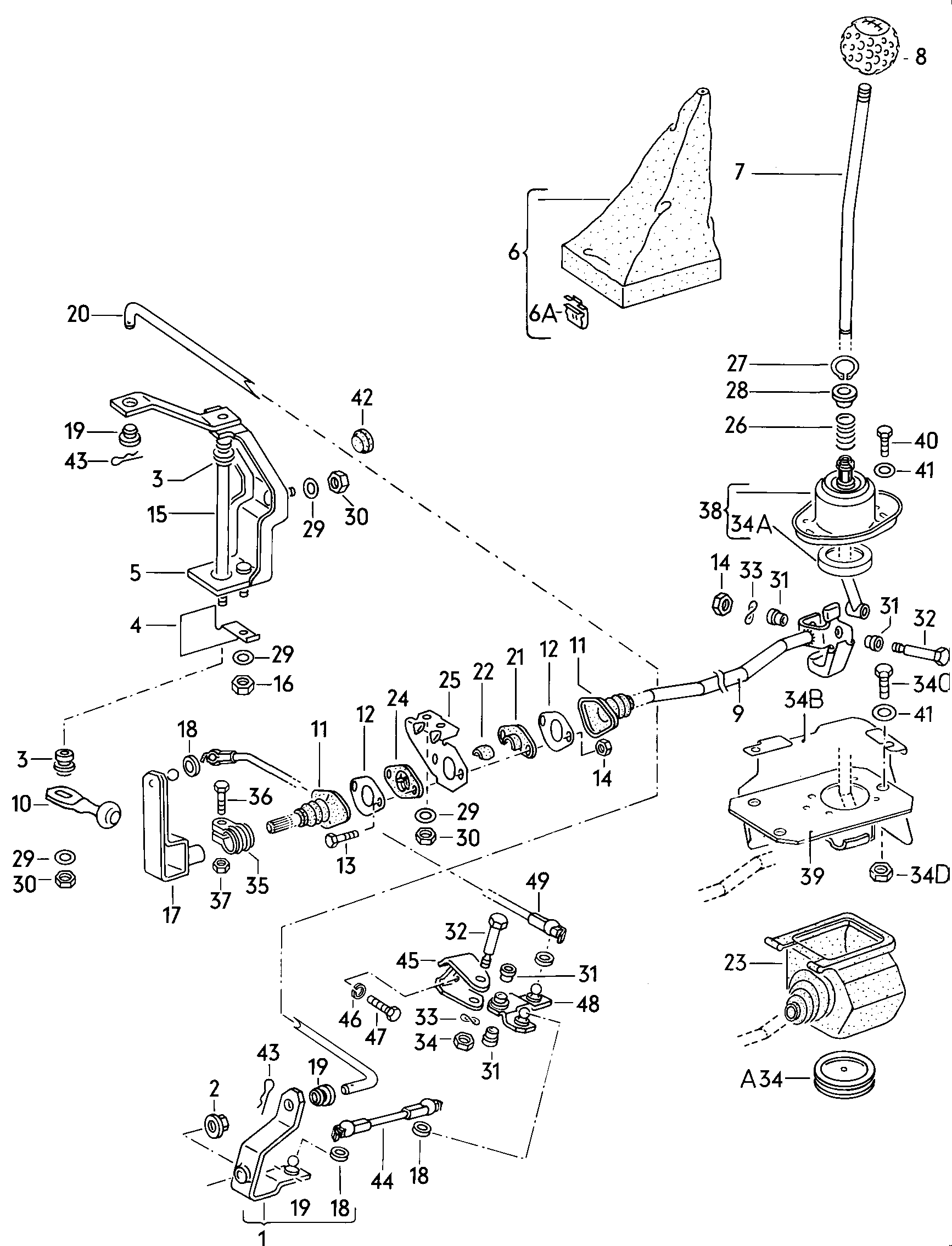 Volkswagen Golf (1979 - 1980) - Selector mechanism. for 4-speed manual gearbox