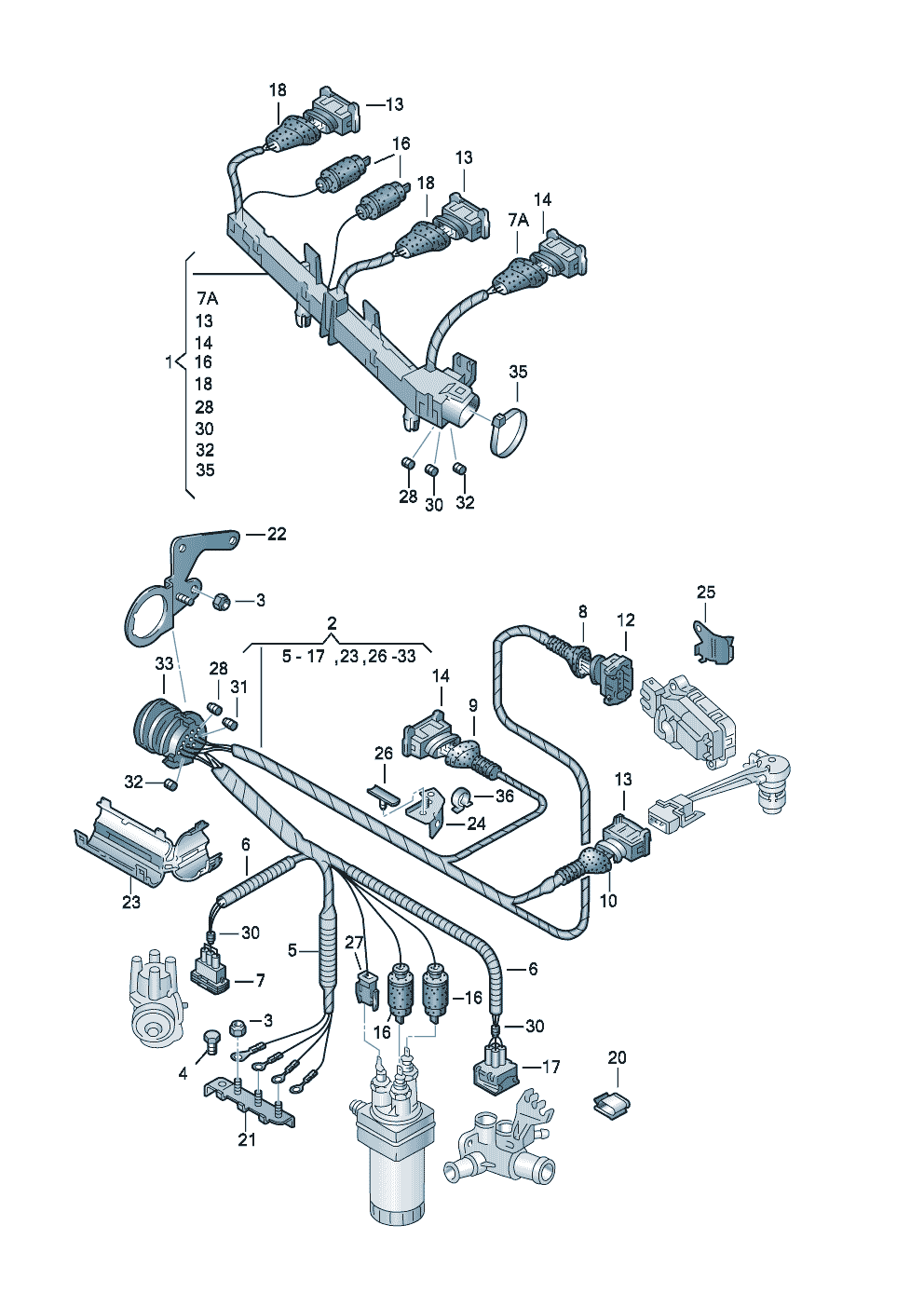 Volkswagen Golf (1997 - 1998) - Wiring set for engine